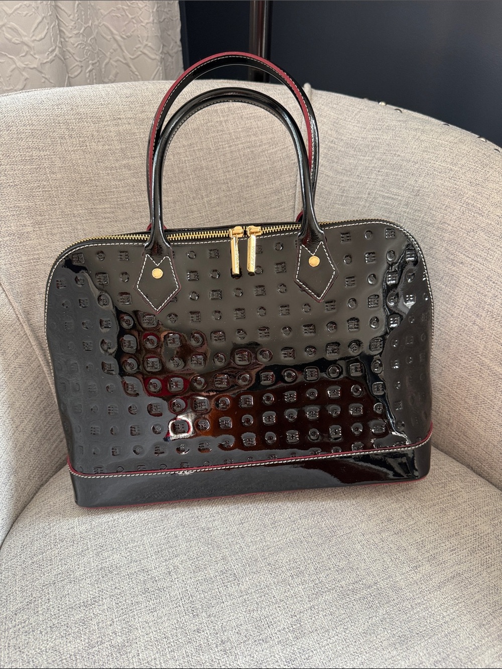 Arcadia Marsala Italian Patent Leather Dome Satchel